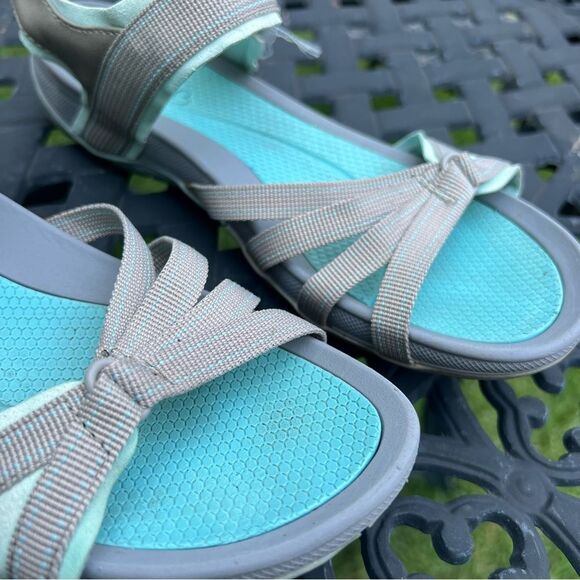 Baretraps Sonya Gray Teal Women’s Sandals Size 8M Hook Loop Sandals - Picture 7 of 13